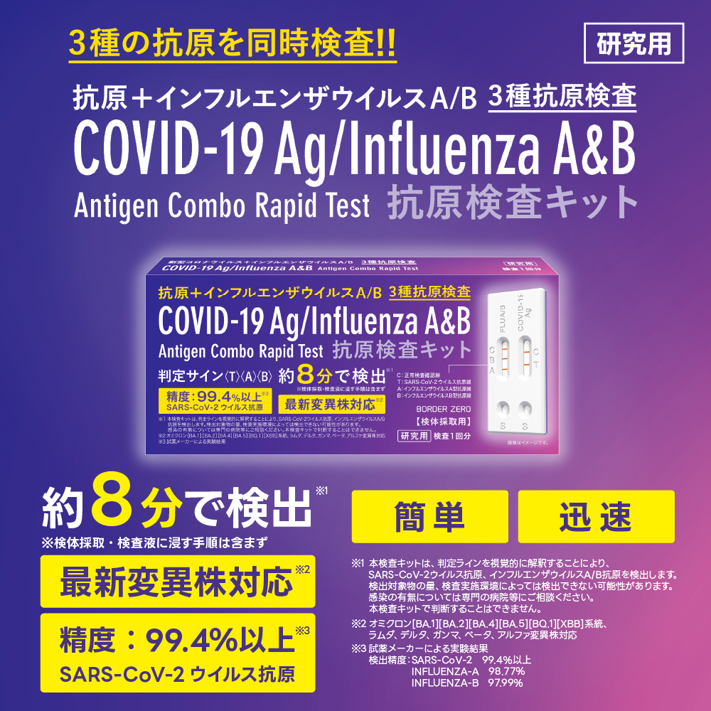 新型コロナウイルス＋インフルエンザウイルスA/B抗原検査キット 60個 ...