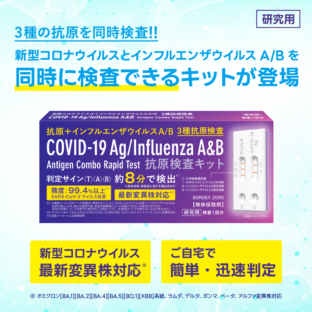 5個】新型コロナウイルス＋インフルエンザウイルスA/B抗原検査キット 3
