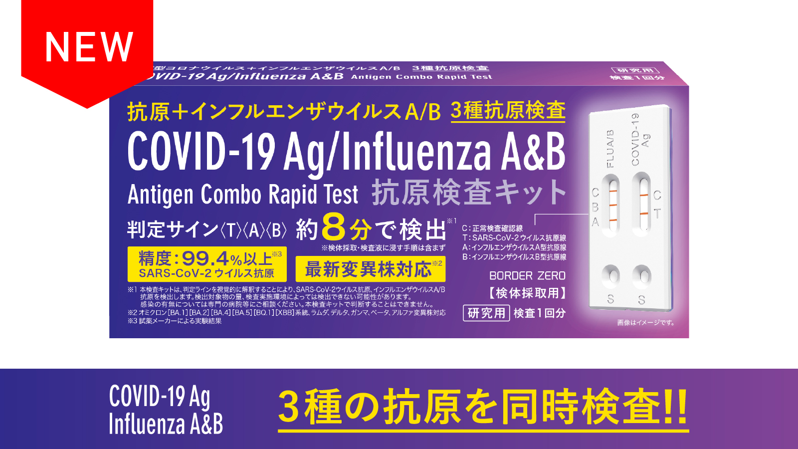 新型コロナウイルス＋インフルエンザウイルスA/B抗原検査キット